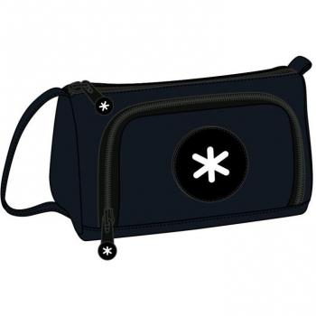 Bolso escolar portatodo Antartik con bolsillo delantero desplegable color negro 110x85x200 mm