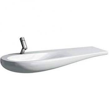 Lavabo Laufen Alessi One 120x50cm, blanco con LCC, bajo encimera, 1 agujero para grifo, con desagüe y estante a la derecha