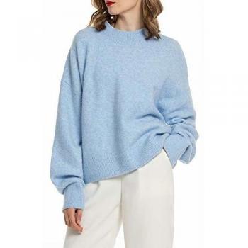 Sueter Mujer 2019 Jersey Elegante Jerseys Punto Azul Suelta y Cómoda Sudadera para Casa