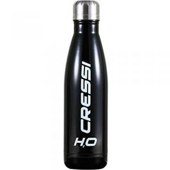 Cressi Water Bottle H20 Aluminum Double Wall Botella Térmica, Unisex Adulto, Negro, 500 ml