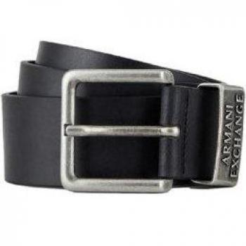 Armani Exchange Men's Black Leather Belt (Size 36) - Casual Classic Design with Buckle Fastening