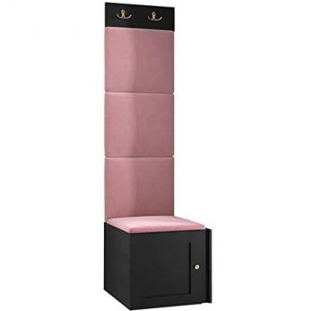 Conjunto de recibidor Hartford 378, aglomerado laminado y MDF, 42 x 186 x 46 cm, color rosa y negro, montado en la pared con tapiz