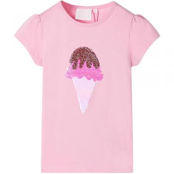 Camiseta infantil rosa chillón 140