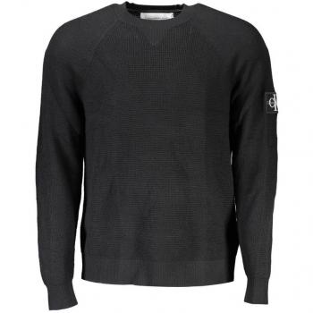 Elegant Black Wool Crewneck Sweater - Long Sleeve - Size L
