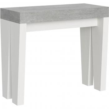 Consola extensible 90x40/300 cm Spimbo Mix con tapa de cemento y estructura de fresno blanco