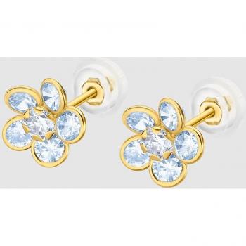 Pendientes de Oro Time Road LG00303 con Motivo de Flor Brillante