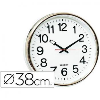 Q-Connect Reloj, plástico, Blanco, diámetro 35 cm