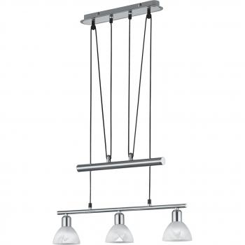 Lámpara Colgante LED Levisto, 3 Luces E14, Acero Níquel, Altura Ajustable