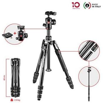 Manfrotto Be Free Trípode de Viaje de Aluminio con Cabeza de Bola y Bolsa de Hombro Acolchada