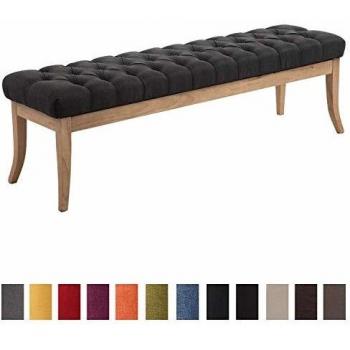 Banco Recibidor Ramses en Tela Gris Oscuro y Madera Clara 150 cm