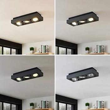 Lámpara de techo moderna Arcchio Ronka, 3 luces GU10, gris oscuro, hecha de aluminio para salón y comedor