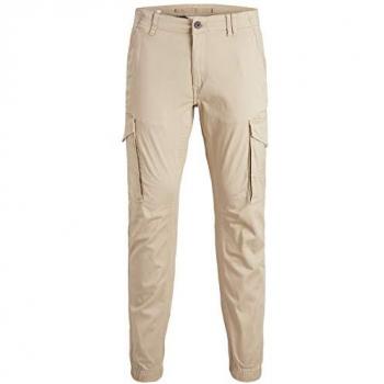Jack & Jones Paul Flake Beige Cargo Pants for Men - Slim Fit, Size 31/L34