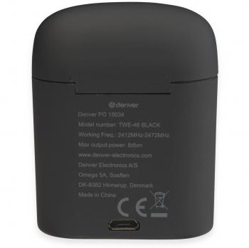 Auriculares Denver TWE-46 Black con Tecnología Bluetooth para Escuchar Música de Forma Inalámbrica