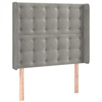 Cabecero con LED de terciopelo gris claro 83x16x118/128 cm