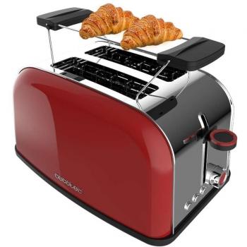 Tostadora Cecotec Toastin' time 850 Red con Doble Ranura Corta y Ancha, Varillas Superiores y Recogemigas