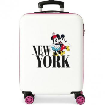 Disney Maleta de Cabina Rígida Trip to New York 55cm Blanca con Capacidad de 35L Infantil Mickey & Minnie