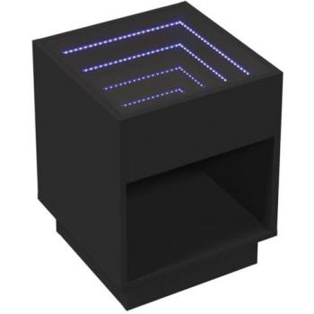 Mesa de centro con Infinity LED negro 40x40x50 cm, mesita de Centro, Mesa Auxiliar, Mesa de salón, mesita, mesita de sofá, mesita Decorativa
