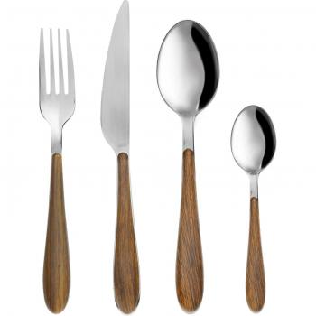 Set de Cubiertos Northix - Acero Inoxidable con Mangos de Madera (24 piezas)