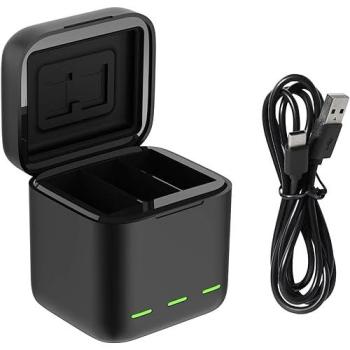 Telesin Portable 3-Slot Fast Charger for GoPro Hero 13 Battery - Action Camera Accessory