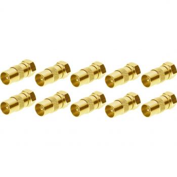 Conector IEC a conector F chapado en oro, set de 10 piezas
