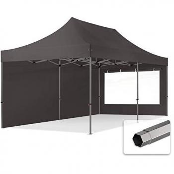 Carpa Plegable 3x6m PREMIUM Acero 40mm con Laterales y Ventanas Panorámicas, Gris Oscuro