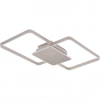 Plafón LED Lucande Kadira, 102 cm, níquel, moderno, gris, hecho de metal, para salón y comedor, 1 llama