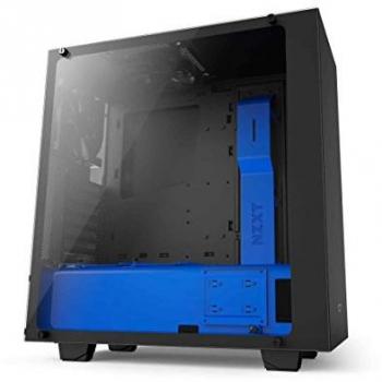 NZXT S340 Elite Midi-Tower - Carcasa de Ordenador en Negro y Azul, Compatible con ATX, Micro-ATX, Mini-ATX, Fabricada en Vidrio y Acero, 16.1 cm