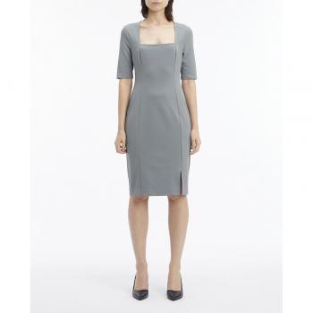 Calvin Klein - Vestido entallado de media manga con escote cuadrado y apertura lateral