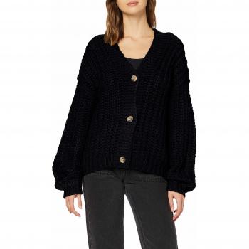 Noisy May Nmsteve L/s Knit Cardigan Noos Chaqueta Punto, Negro