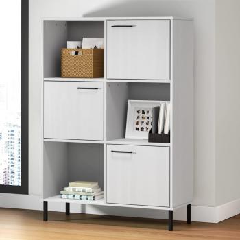 vidaXL Bookcase with Metal Legs White 90x35x128.5 cm Solid Wood OSLO