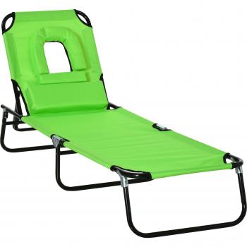 Outsunny Tumbona Plegable con Respaldo Ajustable en 4 Posiciones