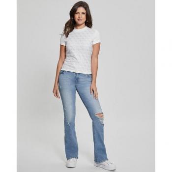Camiseta Guess Slim Fit de Mezcla de Algodón Blanca para Mujer XS