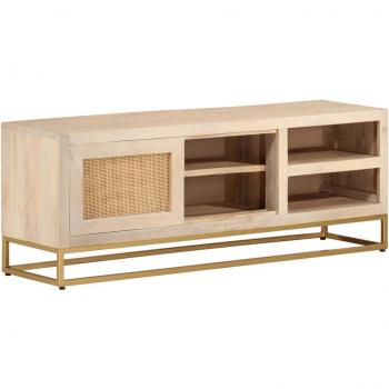 Soporte de TV de hierro y madera maciza de mango 110x30x40 cm Marrón