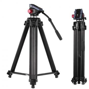 Andoer 170cm Caballete Fotográfico Trípodes Completos para Canon Nikon Cámara DSLR Sony, Cámara Video Trípode Carga Máxima 10kg Aleación de Aluminio, con Cabezal de Fluido 360°, Bolsa de Transporte
