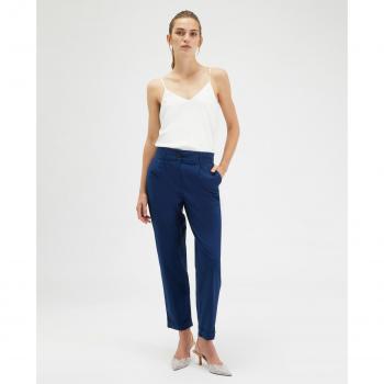 Pantalón Holgado de Algodón con Cinturón Interior a Rayas para Mujer