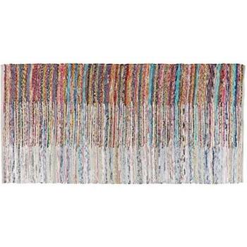 Alfombra de algodón multicolor a rayas 80 x 150 cm rectangular tejida a mano Mersin