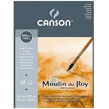 Canson Moulin du Roy - Bloc papel de acuarela, 24 x 32 cm, color blanco natural