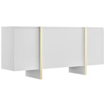 Aparador LUVONIA de 4 puertas en MDF - Blanco y Dorado