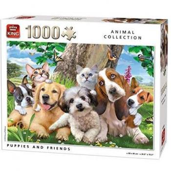 Puzzle de 1000 Piezas Cachorros y Amigos King, a Color, 68 x 49 cm