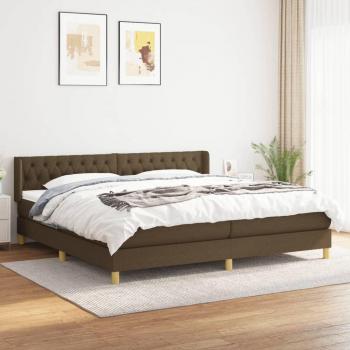Cama Box Spring con Colchón de Tela Marrón Oscuro 200x200 cm