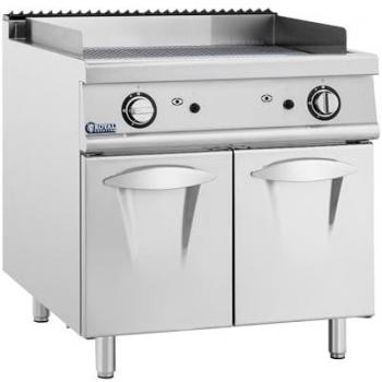Plancha fry-top de gas 12 kW ondulada 50-300 °C Propano/GLP/Gas natural con mueble bajo