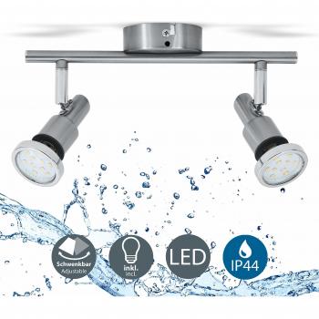 Plafón LED para Baño B.K.Licht IP44 con 2 Focos Orientables GU10, 5W, 400Lm, 3000K