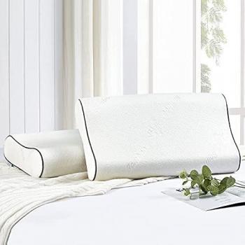 Wavve Almohada Viscoelástica 70 x 40 cm, Almohada Cervical Ergonómica de Memoria Forma con Cubierta de Fibra de Bambú para Reducir Dolores de Cuello