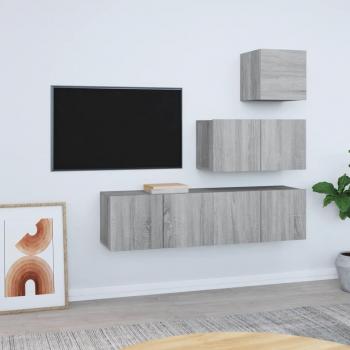 Set de Muebles para TV 4 Piezas en Madera Contrachapada Gris Sonoma