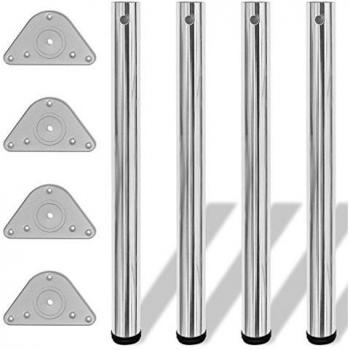 vidaXL 4 Height Adjustable Table Legs Chrome 710 mm