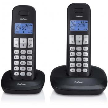 Teléfono DECT Profoon PDX-1120 con 2 terminales inalámbricos en negro