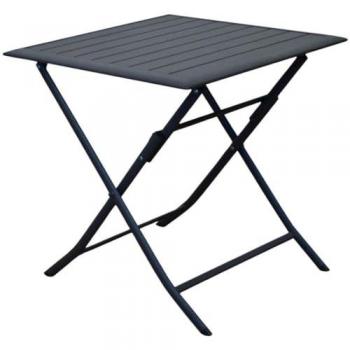 Mesa de Jardín Plegable Lorita 70x70 cm Grafito Aluminio y Acero
