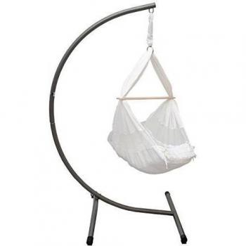 12806 hamaca para bebés cuna función atril/hamaca de almohada y fabricado en algodón ecológico Skin/se puede meter en el movimiento agradable/máxima capacidad 15 kg/Dimensiones del marco aproximadamente 100 x 80 x 170 cm/blanco