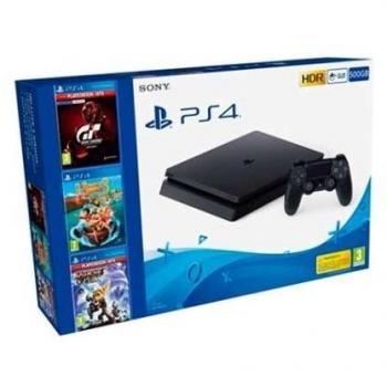 Sony PlayStation 4 Slim 500GB Bundle con Gran Turismo Sport, Tadeo Jones: El Secreto del Rey Midas y Ratchet & Clank