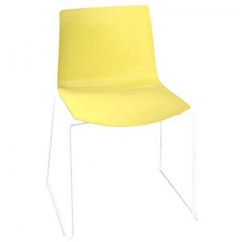 arper Catifa 46 0278 - Silla Unicolor patín Blanco Amarillo/Carcasa Brillante/Dentro Mate/Soporte Blanco Mate V12/nuevo Color